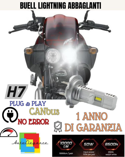 ⚡⚡LAMPADA LED H7 6000K 3500 LUMEN CANBUS⚡BUELL LIGHTNING⚡⚡ABBAGLIANTE NO ERROR⚡⚡