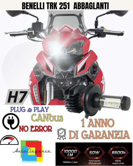 ⚡⚡⚡LAMPADA LED H7 6000K 3500 LUMEN CANBUS⚡BENELLI TRK 251⚡ABBAGLIANTE NO AVARIA⚡