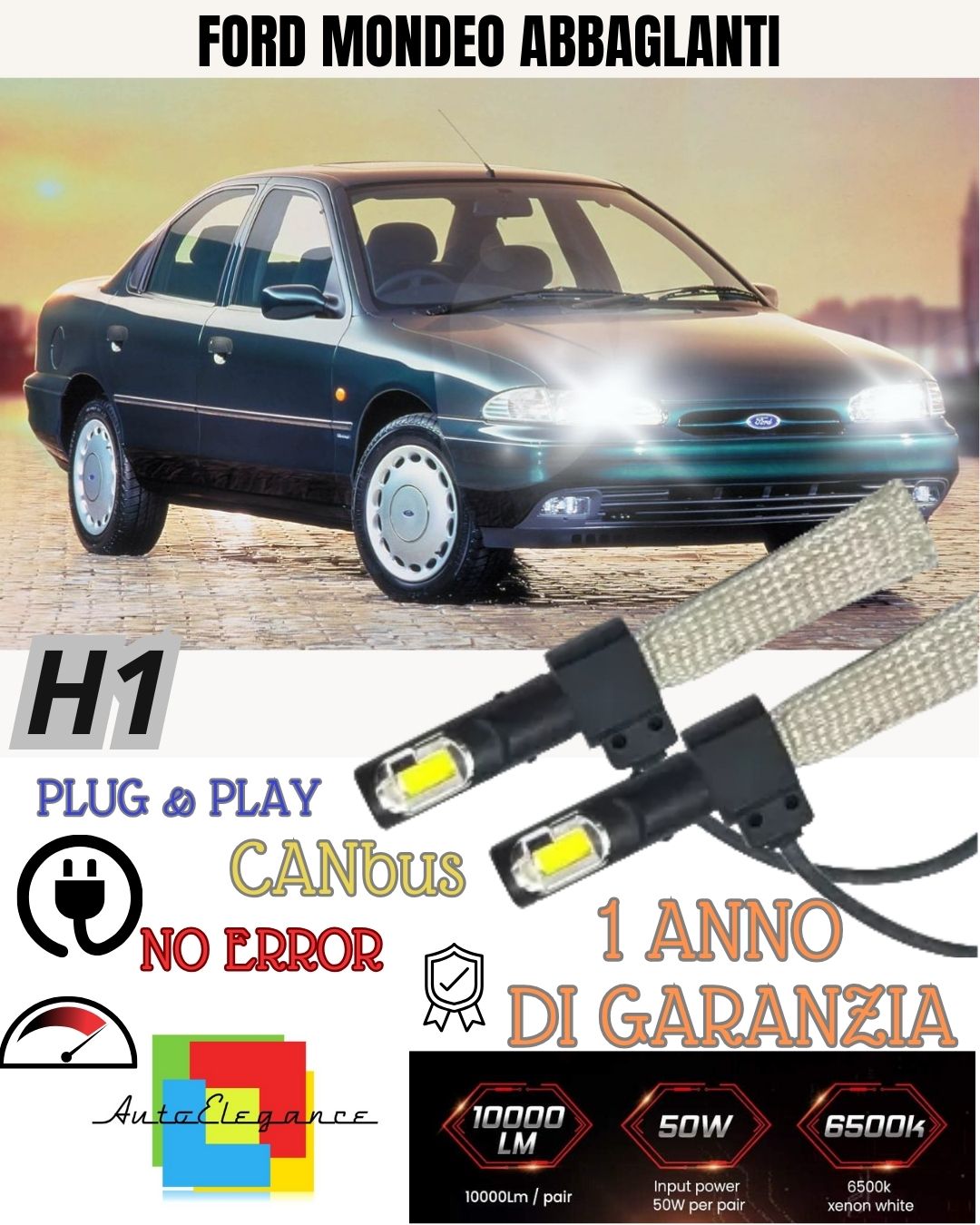 FULL LED KIT FORD MONDEO MK1 LED LAMPS H1 6000K XENON WHITE HIGH BEAM