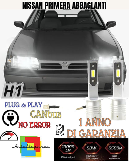 KIT LED H1 NISSAN PRIMERA P11 6000K NO AVARIA LUCI ABBAGLIANTI 10000 LUMEN