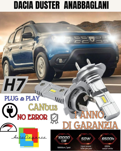 LED KIT H7 DACIA DUSTER MK2 II 6000K WHITE 6000 LUMEN CANBUS LOW BEAM