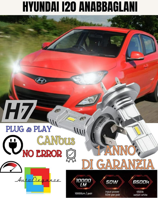 H7 LED KIT FOR HYUNDAI I20 MK1 RESTYLING 6000K 6000 LUMEN CANBUS LOW BEAM