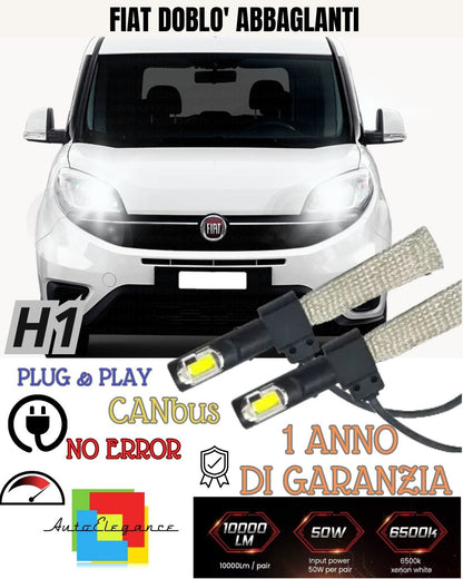 KIT FULL LED FIAT DOBLO' FINO AL 2004 H1 6000K ABBAGLIANTE CANBUS 6400 LUMEN