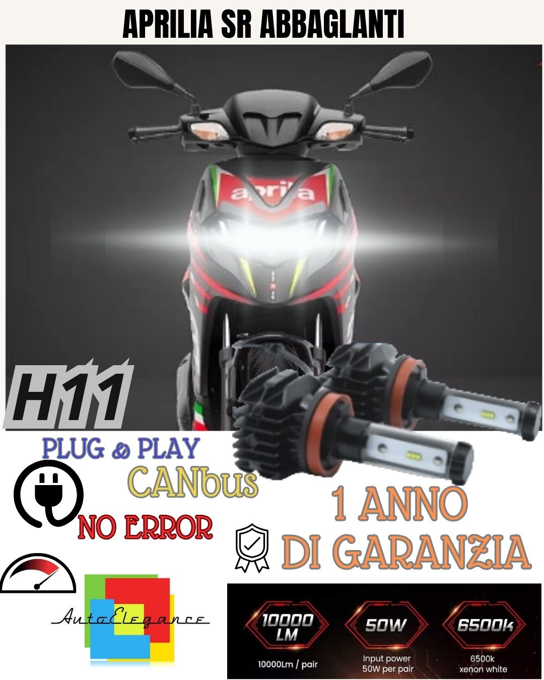😍H11 LED LAMP 6000K 4900 LUMEN CANBUS APRILIA SR MOTARD HIGH BEAM NO ERROR