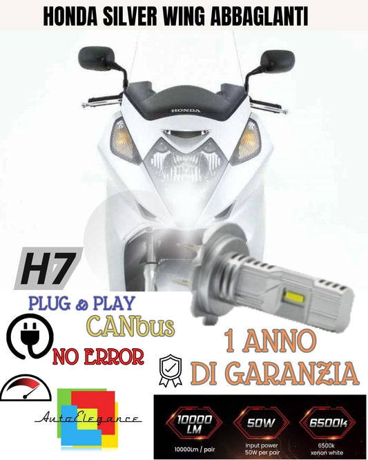 LAMPADA LED H7 3000 LUMEN CANBUS HONDA SILVER WING 400 2008-2016 ABBAGLIANTE