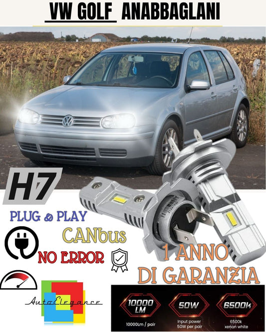 H7 LED KIT FOR VW GOLF MK4 IV 6000K WHITE 6000 LUMEN CANBUS LOW BEAM