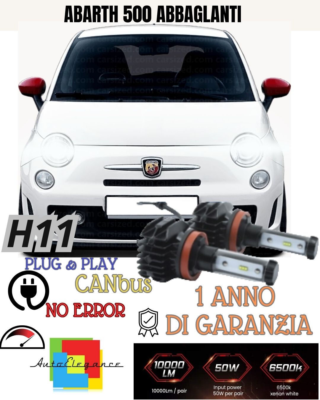❤️‍🔥KIT LED ABARTH 500 595 RESTYLING H7 6000K 9800 LUMEN CANBUS ABBAGLIANTI LED