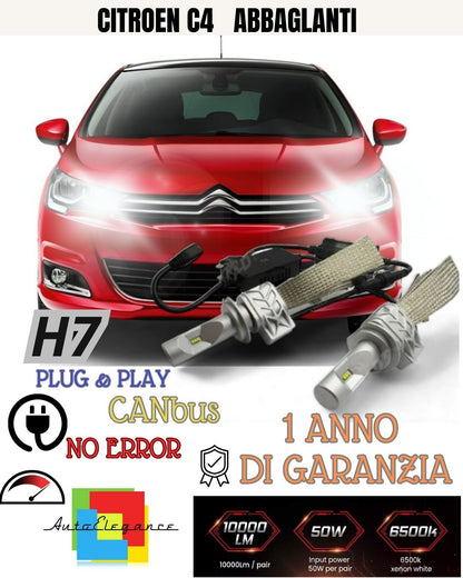 FULL LED KIT CITROEN C4 MK2 RESTYLING LED H7 6500K HIGH BEAM CANBUS 8000 LUMEN 