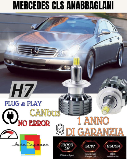 KIT LED H7 CANBUS LED 9600 LUMEN MERCEDES CLS C219 6000K BIANCO ANABBAGLIANTI