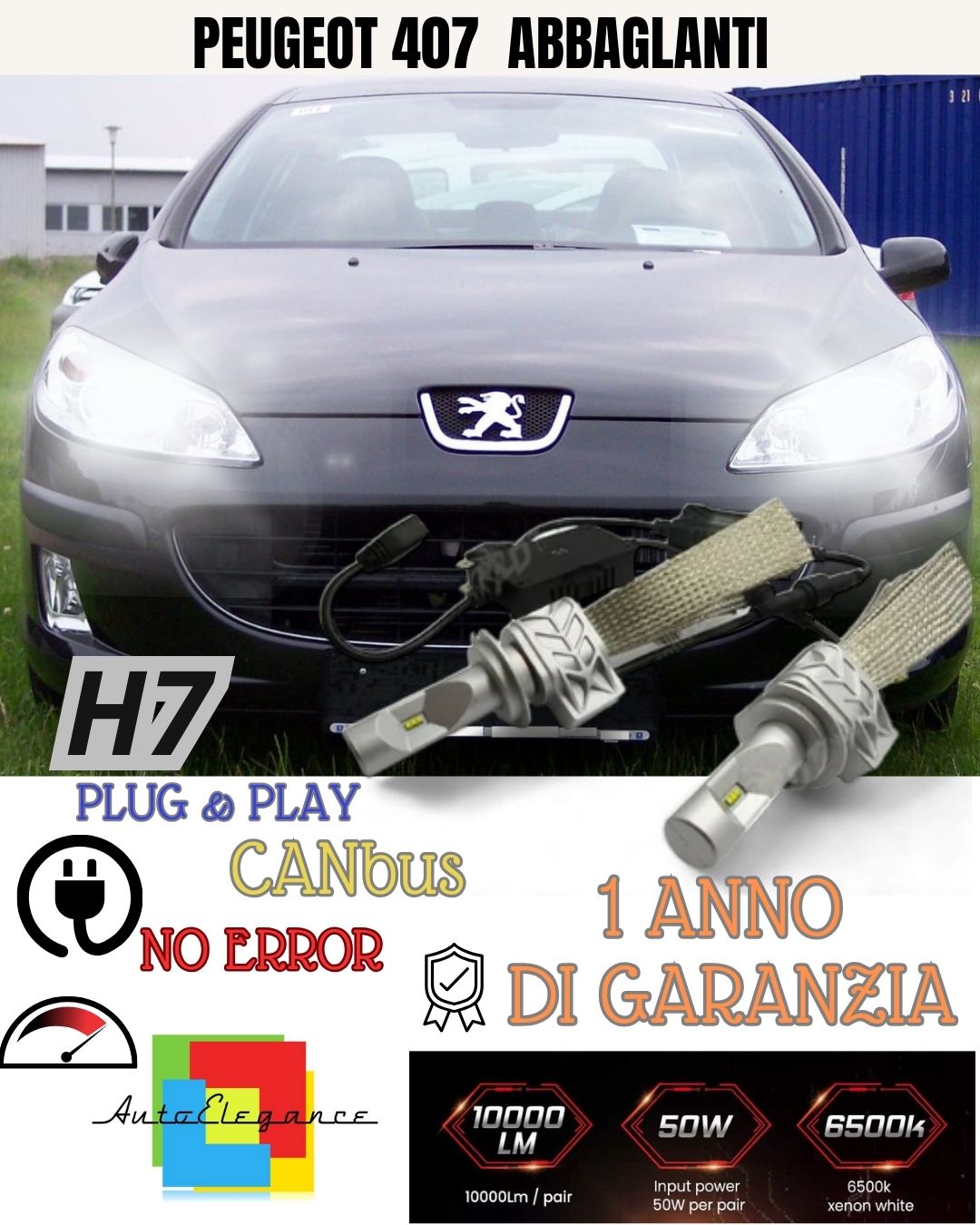 😍😍 FULL LED KIT PEUGEOT 407 H7 6500K HIGH BEAM CANBUS 8000 LUMEN 😍 