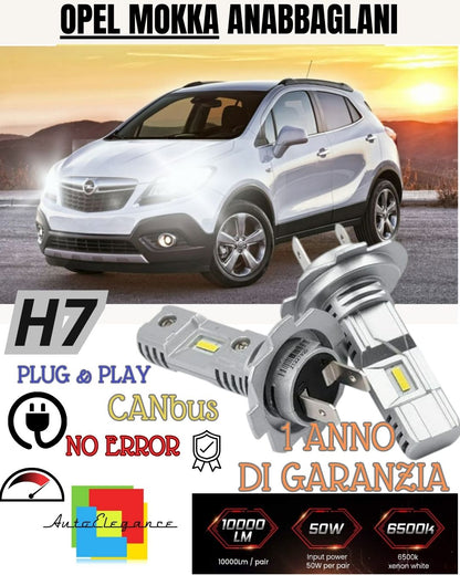 KIT LED H7 OPEL MOKKA X 6000K BIANCO 6000 LUMEN CANBUS ANABBAGLIANTI