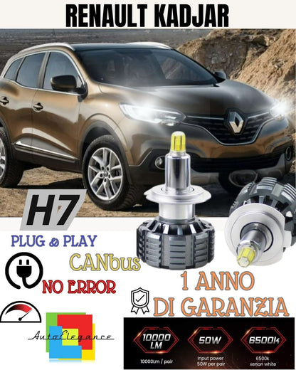 FULL LED KIT H7 CANBUS RENAULT KADJAR 6000K WHITE 9600 LUMEN 80W + LAMPHOLDER 