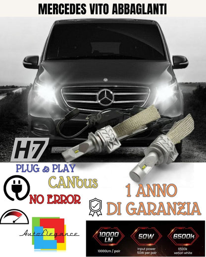 KIT FULL LED MERCEDES VITO W639 DAL 2011 6500K ABBAGLIANTE CANBUS 8000 LUMEN