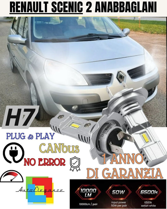 H7 LED KIT FOR RENAULT SCENIC MK2 6000K WHITE 6000 LUMEN CANBUS LOW BEAM