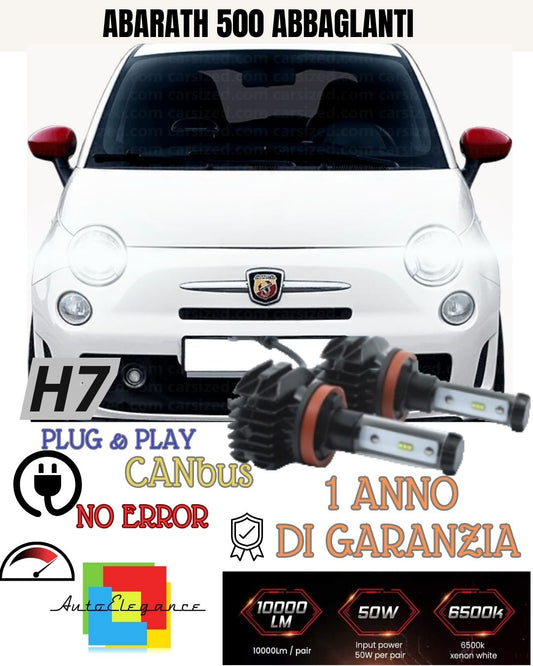 LED KIT H7 ABARTH 500 RESTYLING WITH PARABOLA HEADLIGHTS 6000K CANBUS LED HIGH BEAM