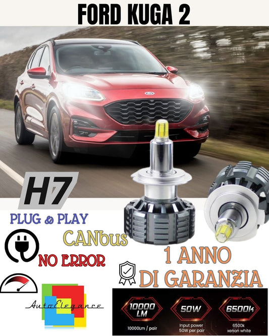 FULL LED H7 6000K CANBUS KIT FOR FORD KUGA 2 II RESTYLING LENTICULARS NO FAILURE 