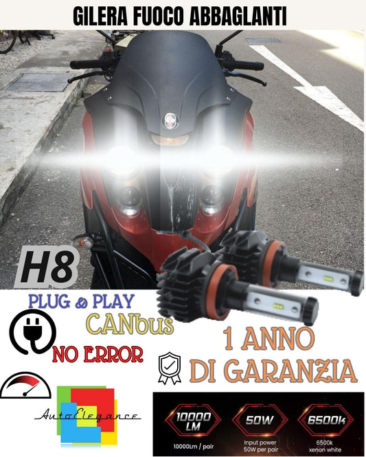 ⚡⚡H8 LED KIT 6000K WHITE 9800 LUMEN HIGH BEAM⚡ GILERA FUOCO⚡ NO LIGHT FAILURE⚡⚡
