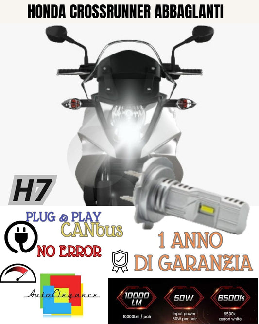 LAMPADA LED H7 6000K 3500 LUMEN CANBUS HONDA CROSSRUNNER ABBAGLIANTE NO ERRORE