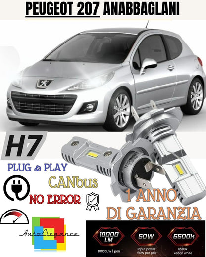 KIT LED H7 PEUGEOT 207 6000K BIANCO 6000 LUMEN CANBUS ANABBAGLIANTI