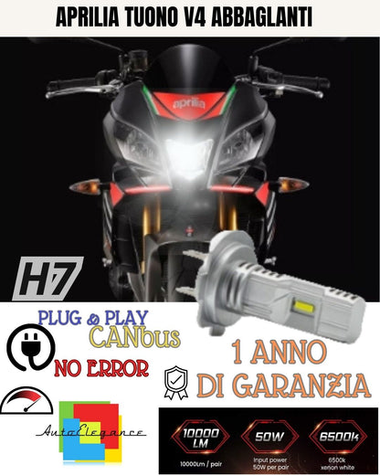 🔥🔥LAMPADA LED H7 6000K 3500 LUMEN CANBUS APRILIA TUONO 125 ABBAGLIANTE MOTO🔥