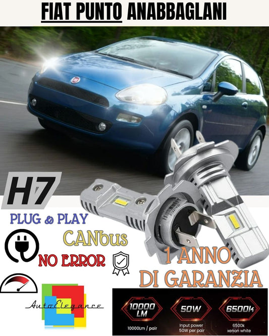 FIAT PUNTO MK3 III 188 6000K WHITE 6000 LUMEN CANBUS LOW BEAM LED KIT