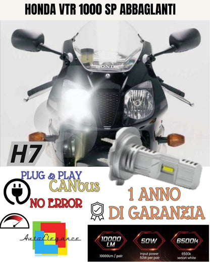 😎LAMPADA LED H7 6000K 3500 LUMEN CANBUS HONDA VTR 1000 SP ABBAGLIANTE NO ERRORE