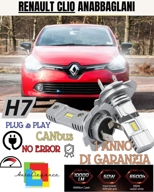 H7 LED KIT FOR RENAULT CLIO MK2 II 6000K WHITE 6000 LUMEN CANBUS LOW BEAM