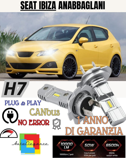 H7 LED KIT FOR SEAT IBIZA 6J 6000K WHITE 6000 LUMEN CANBUS LOW BEAM