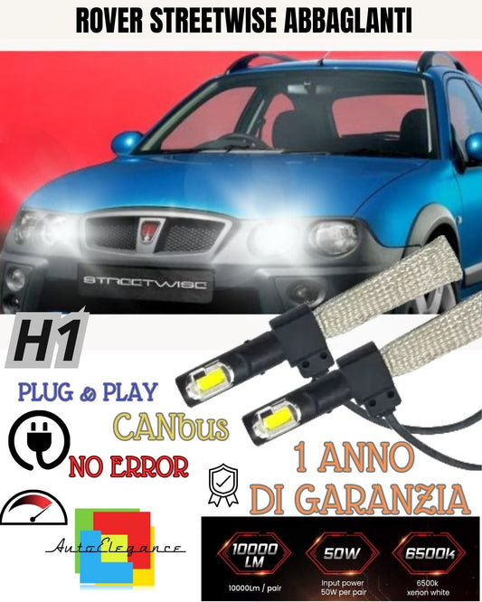 KIT LED H1 ROVER STREETWISE ABBAGLIANTE ACCENSIONE RAPIDA 6400 LUMEN XENON 6000K