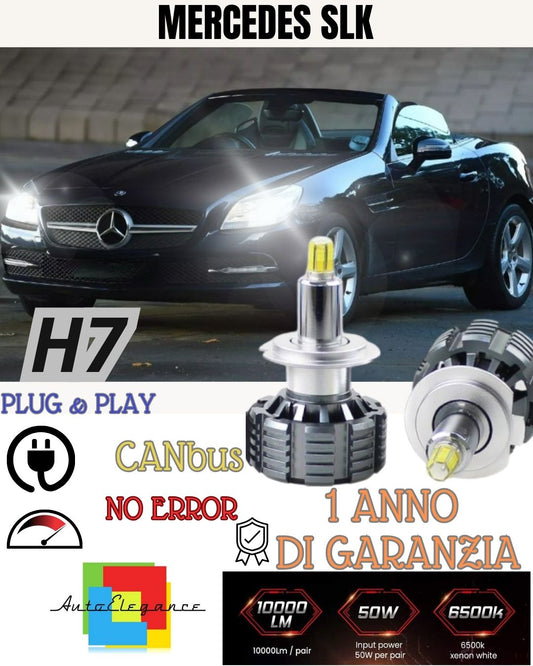 KIT FULL LED H7 6000K CANBUS LED PER LENTICOLARI MERCEDES SLK R171 NO AVARIA
