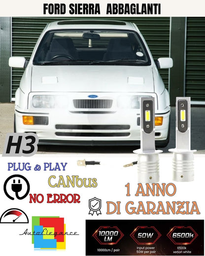 😍 LAMPADE ABBAGLIANTI LED FORD SIERRA MK2 II CANBUS H3 BIANCO XENON 10000 LUMEN