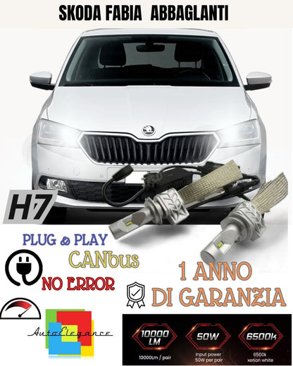 😍😍 KIT FULL LED SKODA FABIA MK3 RESTYLING 6500K ABBAGLIANTE CANBUS 8000 LUMEN