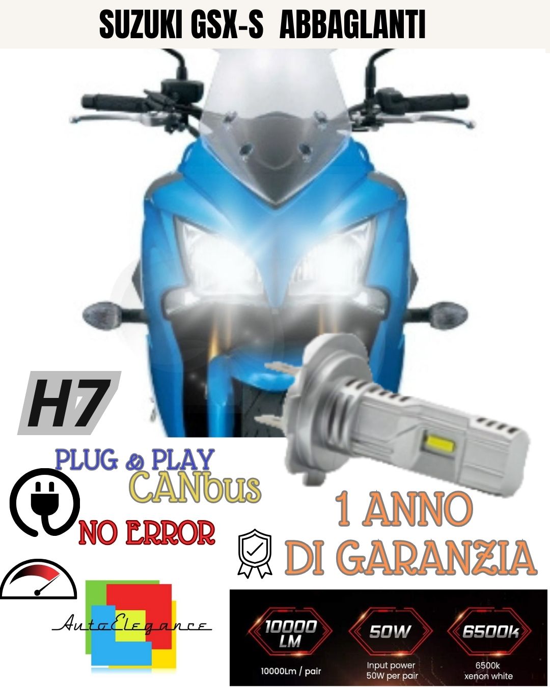 H7 LED LAMP 6000K 3500 LUMEN CANBUS SUZUKI GSX-S 1000 F HIGH BEAM NO ERROR
