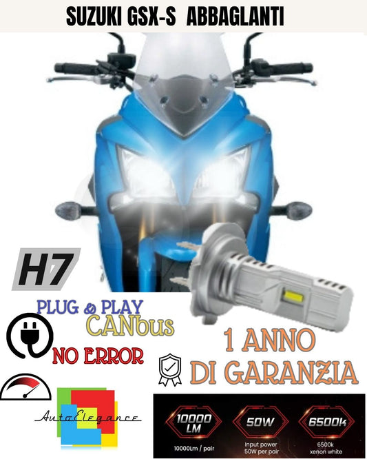 LAMPADA LED H7 6000K 3500 LUMEN CANBUS SUZUKI GSX-S 1000 F ABBAGLIANTE NO ERROR