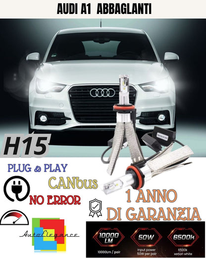 FULL LED KIT H15 AUDI A1 FACELIFT 10800 LUMEN CANBUS NO LIGHT FAILURE 6000K WHITE