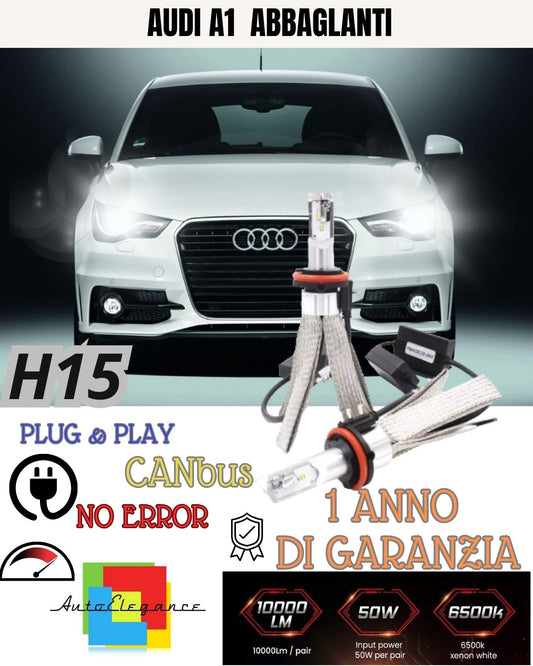 FULL LED KIT H15 AUDI A1 FACELIFT 10800 LUMEN CANBUS NO LIGHT FAILURE 6000K WHITE