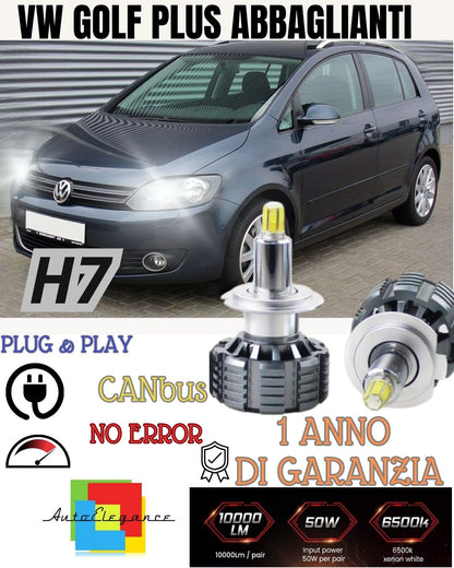 KIT LED H7 CANBUS VOLKSWAGEN GOLF PLUS LED 9600 LUMEN 6000K WHITE HIGH BEAM 