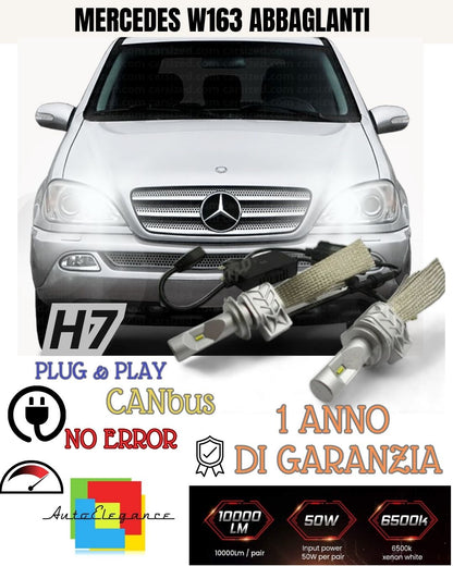 FULL LED KIT MERCEDES W163 FROM 09/2000 H7 6500K HIGH BEAM CANBUS 8000 LUMEN 