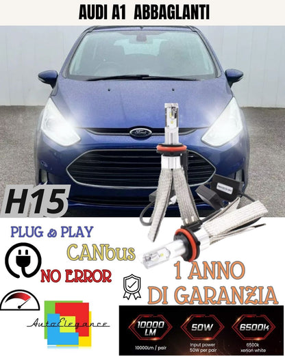 LED KIT H15 6000K FORD B-MAX WITH HIGH BEAM PARABOLA HEADLIGHTS + DRL DAYTIME LIGHTS