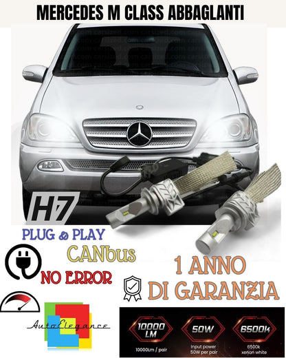 FULL LED KIT MERCEDES W163 FROM 09/2000 H7 6500K HIGH BEAM CANBUS 8000 LUMEN 
