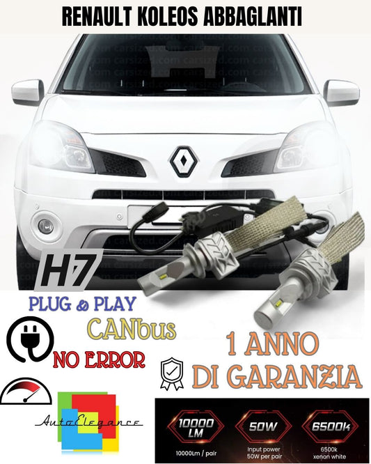 FULL LED KIT RENAULT KOLEOS II LED H7 6500K HIGH BEAM CANBUS 8000 LUMEN XENON 