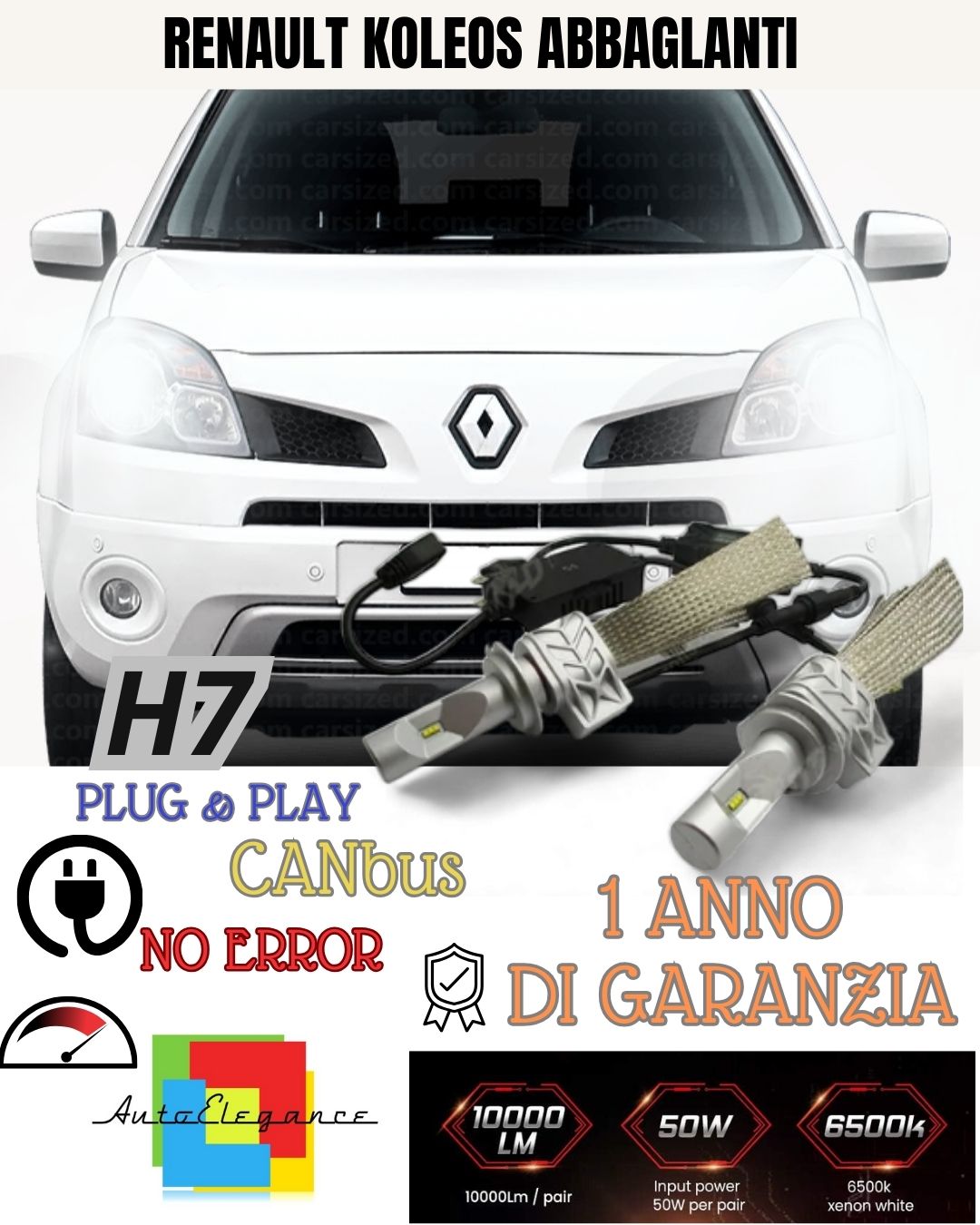 FULL LED KIT RENAULT KOLEOS II LED H7 6500K HIGH BEAM CANBUS 8000 LUMEN XENON 