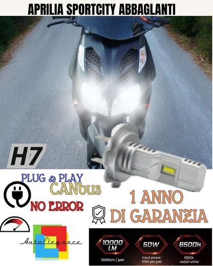 H7 LED LAMP 6000K 3500 LUMEN CANBUS APRILIA SPORTCITY STREET MOTORCYCLE DAZZLING