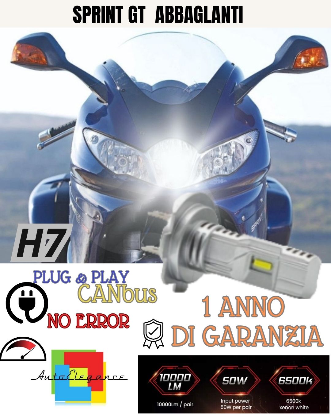 🔥H7 LED LAMP 6000K 3500 LUMEN CANBUS TRIUMPH SPRINT GT DAZZLING NO ERROR