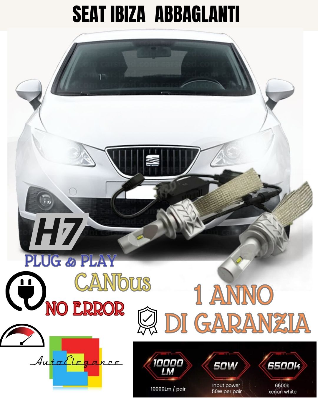 😍😍 KIT LED H7 CANBUS SEAT IBIZA IV 6J RESTYLING 8000 LUMEN 6500K ABBAGLIANTE