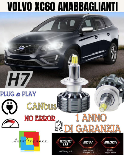 KIT LED H7 6000K CANBUS XENON 9600 LM LUMENS VOLVO XC60 NO ERROR LOW BEAM 