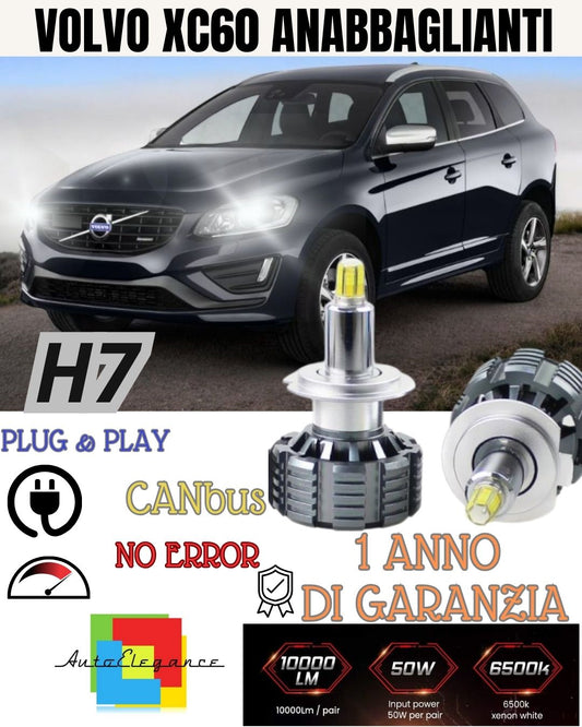 KIT LED H7 6000K CANBUS XENON 9600 LM LUMENS VOLVO XC60 NO ERROR LOW BEAM 