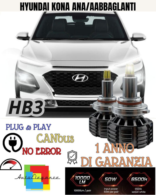 KIT LED HB3 HYUNDAI KONA elettrica RESTYLING 6000K ANABBAGLIANTI / ABBAGLIANTI