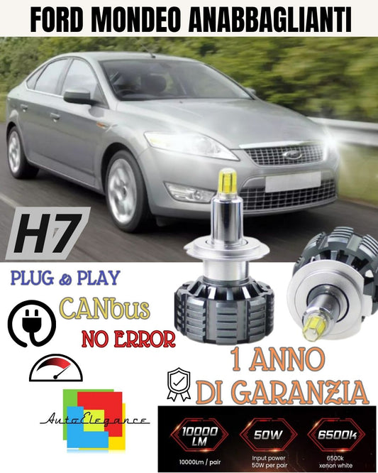 KIT FULL LED H7 CANBUS FORD MONDEO MK4 6000K 9600 LUMEN 80W ANABBAGLIANTI