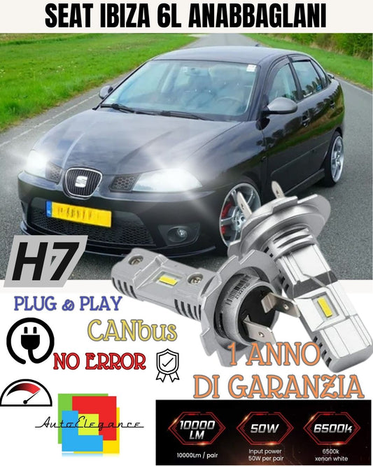 H7 LED KIT FOR SEAT IBIZA 6L 6000K WHITE 6000 LUMEN CANBUS LOW BEAM